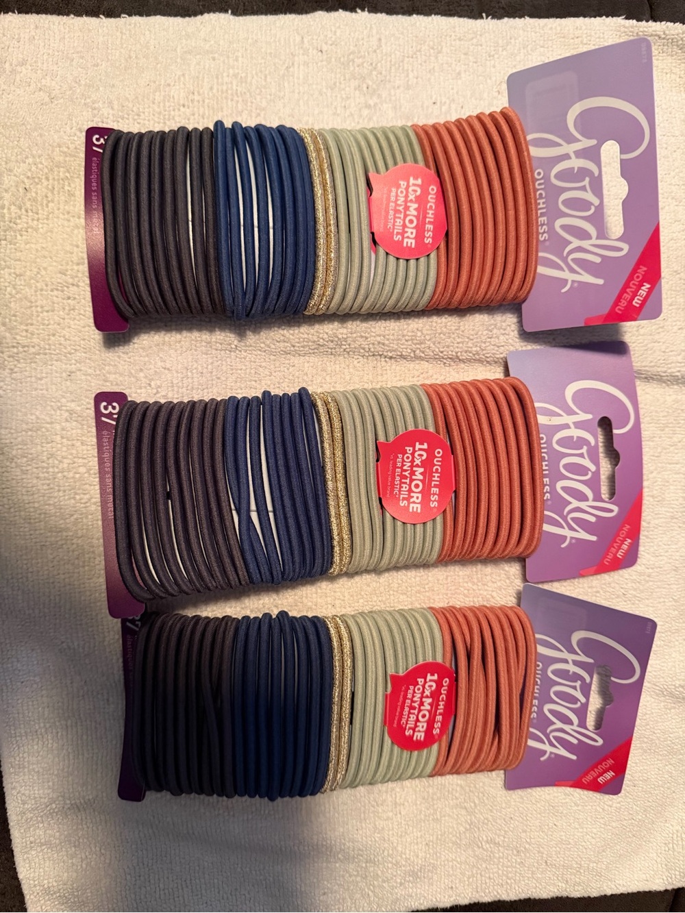 Goody Assorted Elastic Hair Tie Pack — Navy, Gray, Coral, Gold